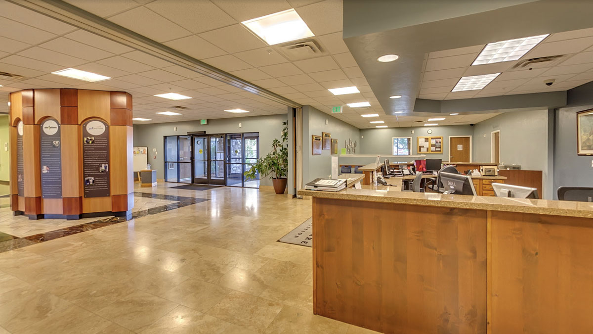 The Food & Care Coalition front desk and entrance lobby