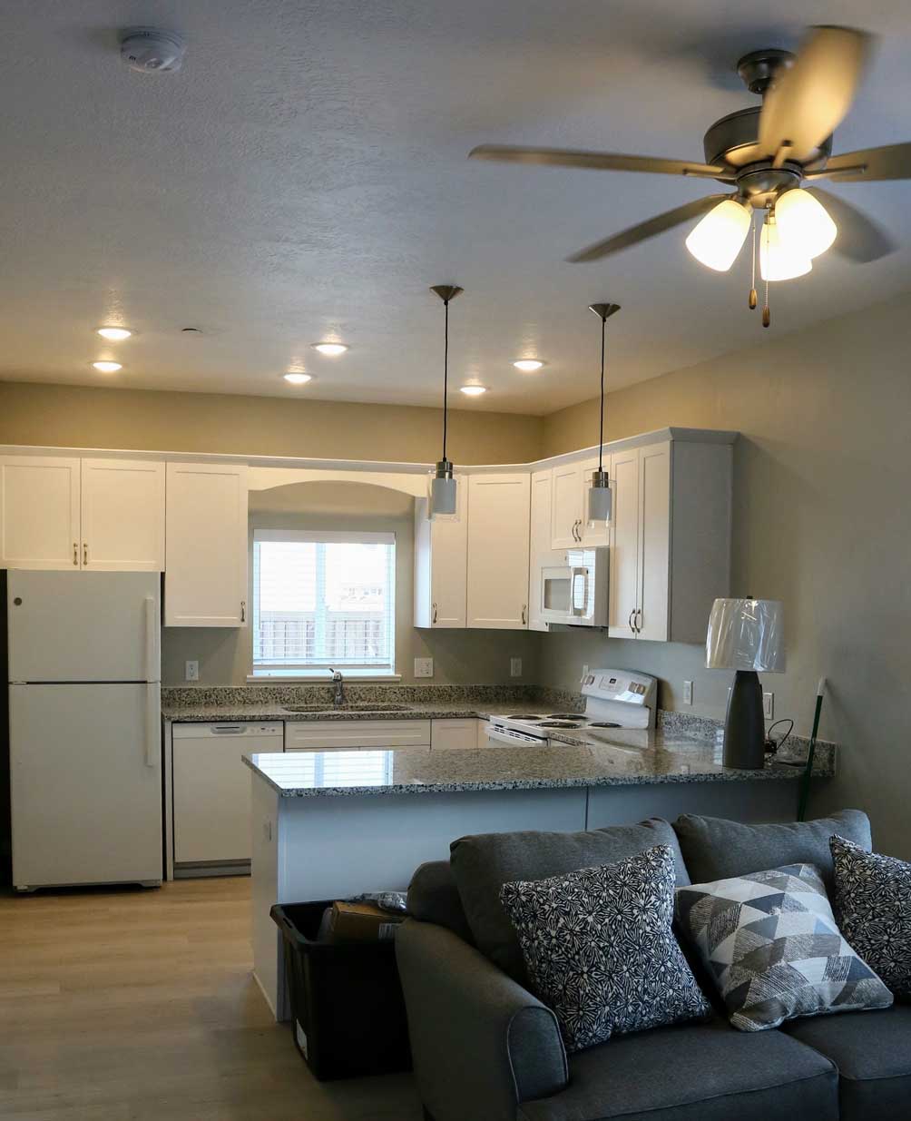 Fully furnished kitchen and living area in the Transitional Housing Program